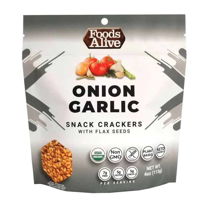 Onion Garlic Flax Crackers Organic